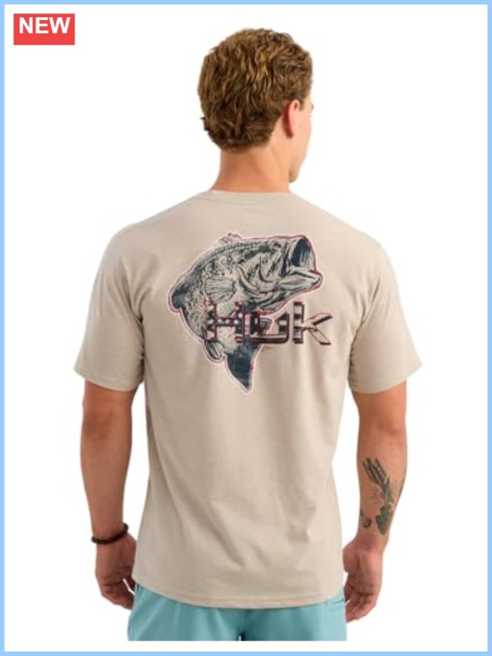 Men's Fishing Graphic T-Shirt - Cotton Blend Crew Neck